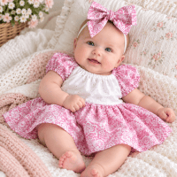 SIZE 00 Pink Lace Matilda Dress with Matching Bow