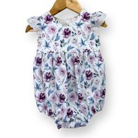 SIZE 0 Purple Flowers Keyhole Back - Tea Party Romper