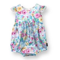 SIZE 0 Vintage Floral Flutter Sleeves - Tea Party Romper