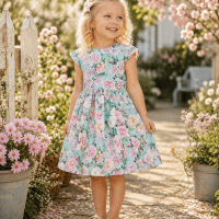 Aqua Vintage Roses Destin Dress