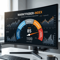 Market sentiment index showing high optimism level at 85 with volatility charts