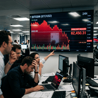 Bitcoin price chart showing a sharp decline with crisis point breached at 62,450.31 USD