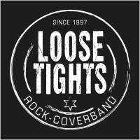 Logo van Loose Tights, rock coverband sinds 1997, zwart-wit stijl voor muziekliefhebbers en evenementen.