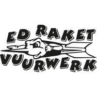 Illustratie van een raket en bouwgereedschap voor bouwbedrijf.