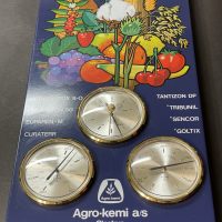 Bayer: 60er Jahre Blechschild mit Thermometer, Barometer und Hygrometer