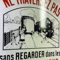 Offizielles französisches Eisenbahn-Warnschild in Emaille (Original SNCF 1983)