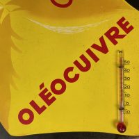 Oléocuivre, Blechschild mit Thermometer aus Frankreich, 1950er Jahre
