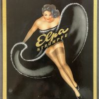 ELPA-Strümpfe - Pin Up - Imoglas-Reklame um 1950, zum Aufstellen oder hängen