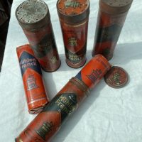 Mühlen Franck - 1/4 Kilo-Dosen um 1920, vier Stück mit teilweisem Inhalt