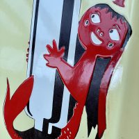 'Pacific Chauffe Eau' - 1950er Jahre Emailschild aus Frankreich mit fett emaillierter Meerjungfrau!