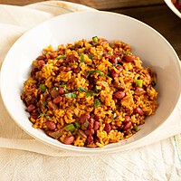 rice and beans in a bowl