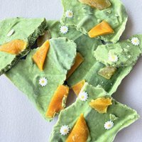 Matcha yoghurt bark met mango