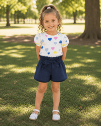 Hearts Puff Sleeve Appleberry Tee