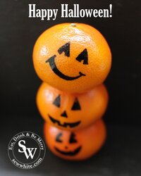 Creating pumpkins out of oranges for healthy halloween snacks