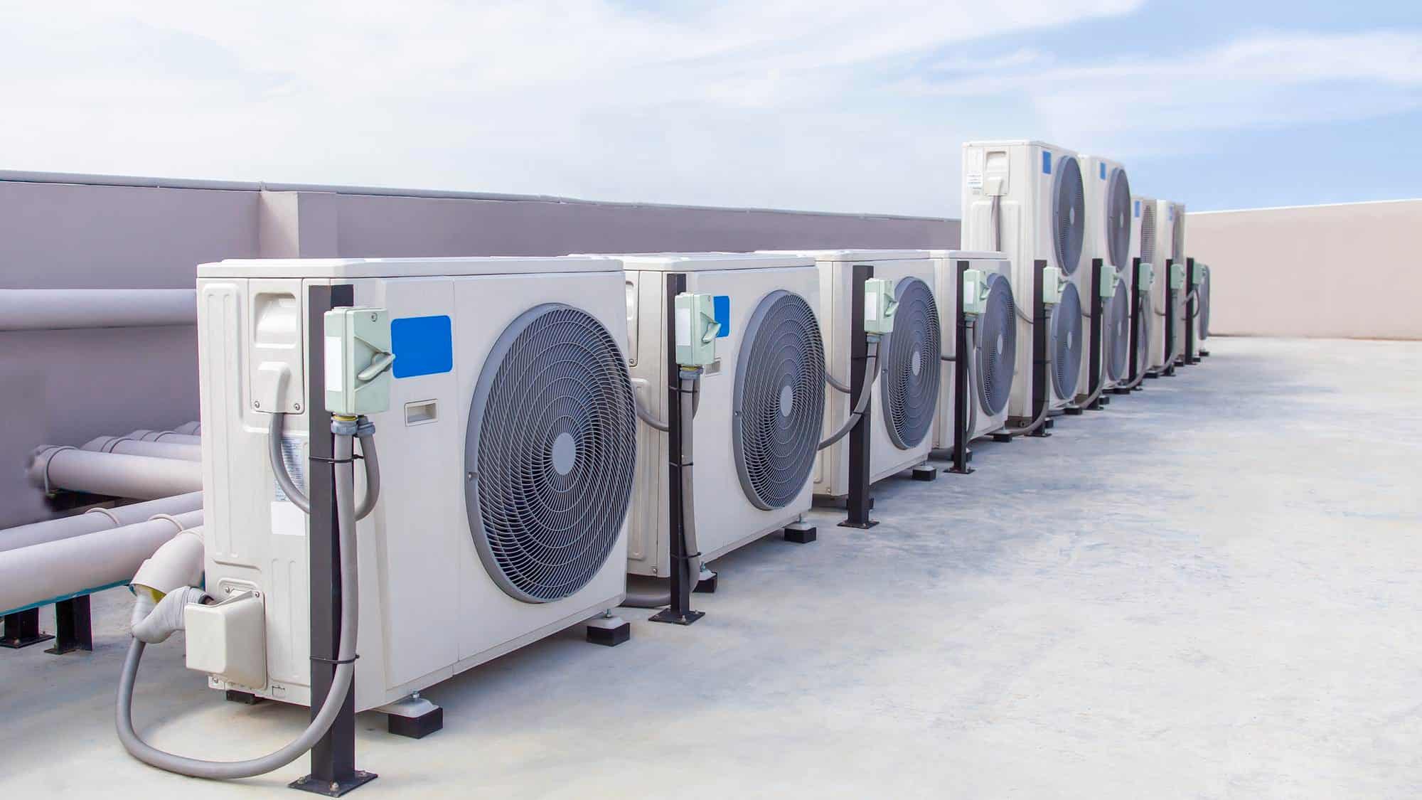 Air Conditioning Systems & Cooling installed on a commercial building roof