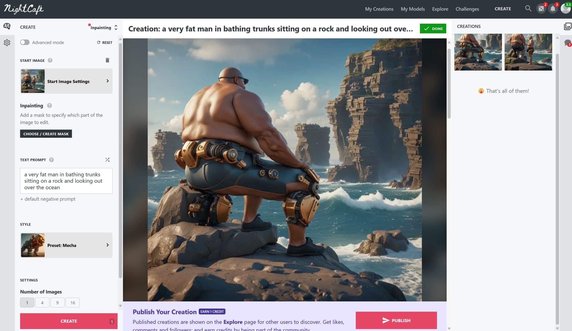 NightCafe: Bildideen künstlerisch umsetzen (Screenshot)