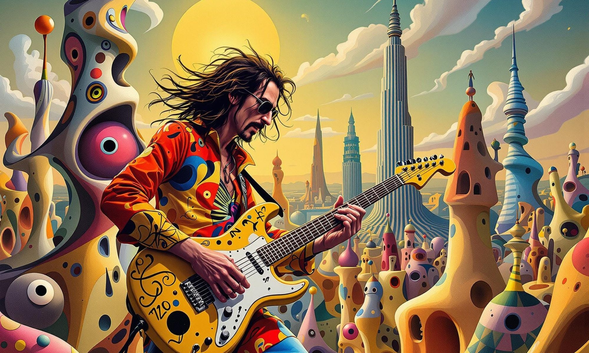 KI generiertes Bild 'Frank Zappa spielt in Barcelona'