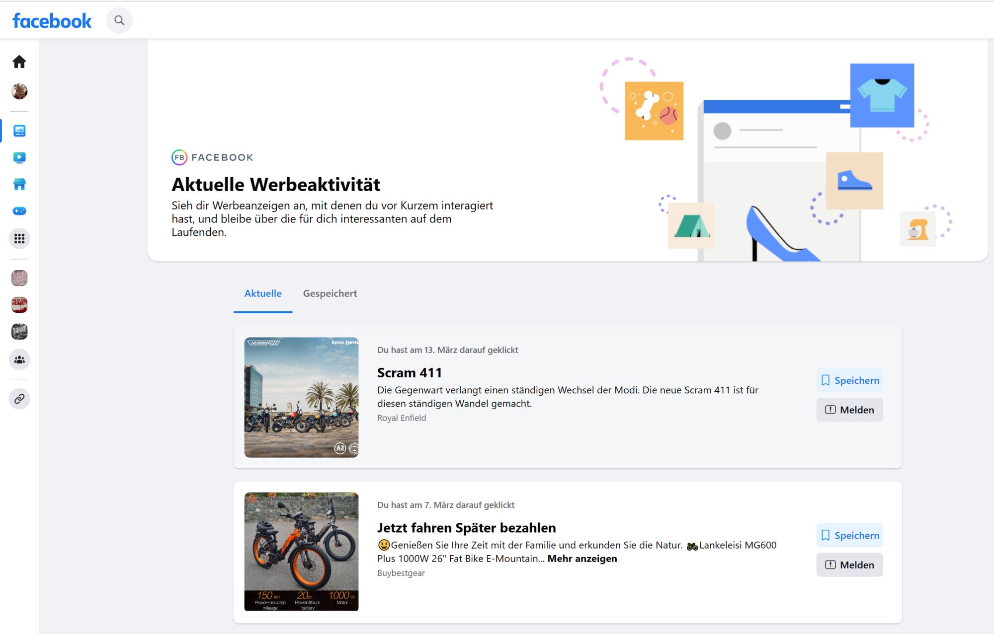 So wird gezeigt, welche Anzeigen man zuletzt angeklickt hat (Screenshot)