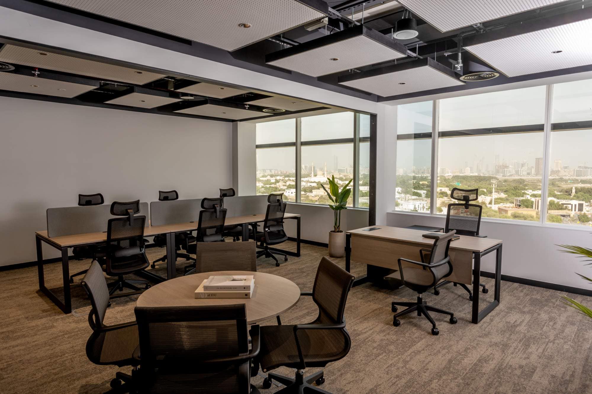 Focus and productivity thrive at Sentinel Dubai. This bright, open-plan co-working space offers ergonomic workstations and panoramic city views, designed to inspire teams and freelancers alike in a professional setting.