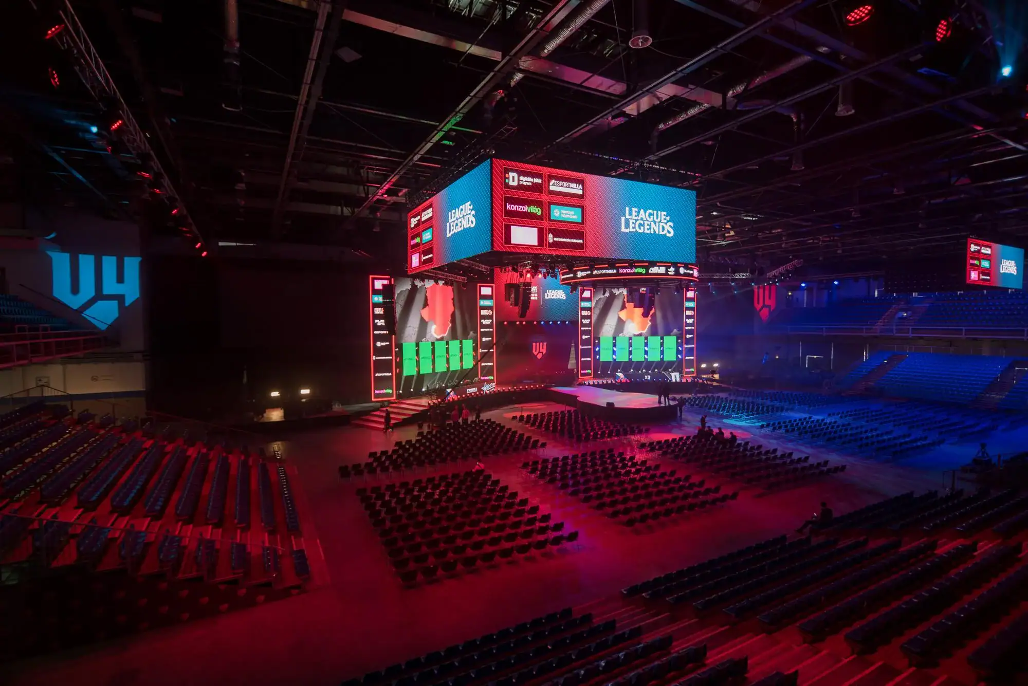 YUCHIP esports arena LED display project with suspended and stage LED screens