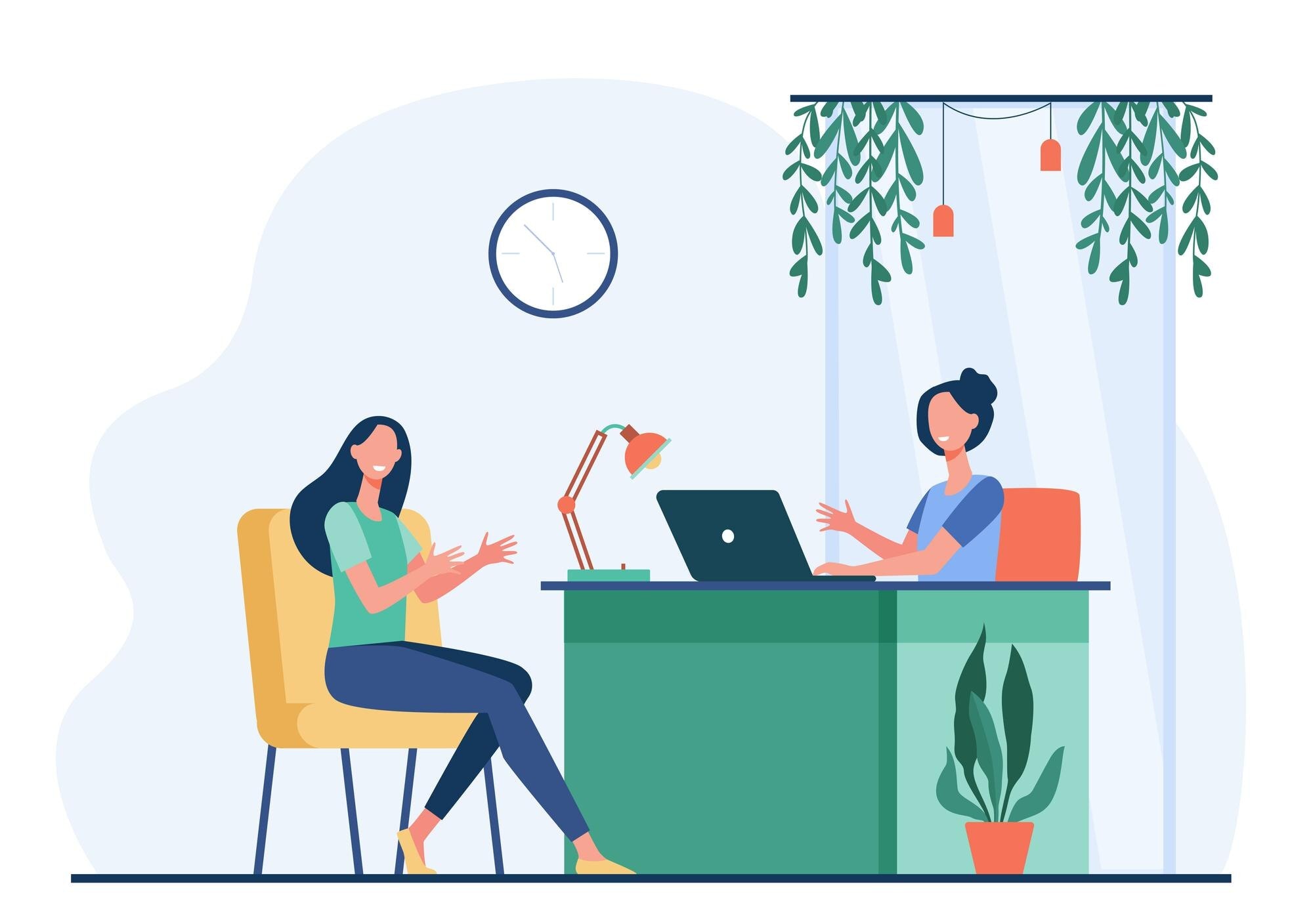 2 Frauen am Schreibtisch Illustration