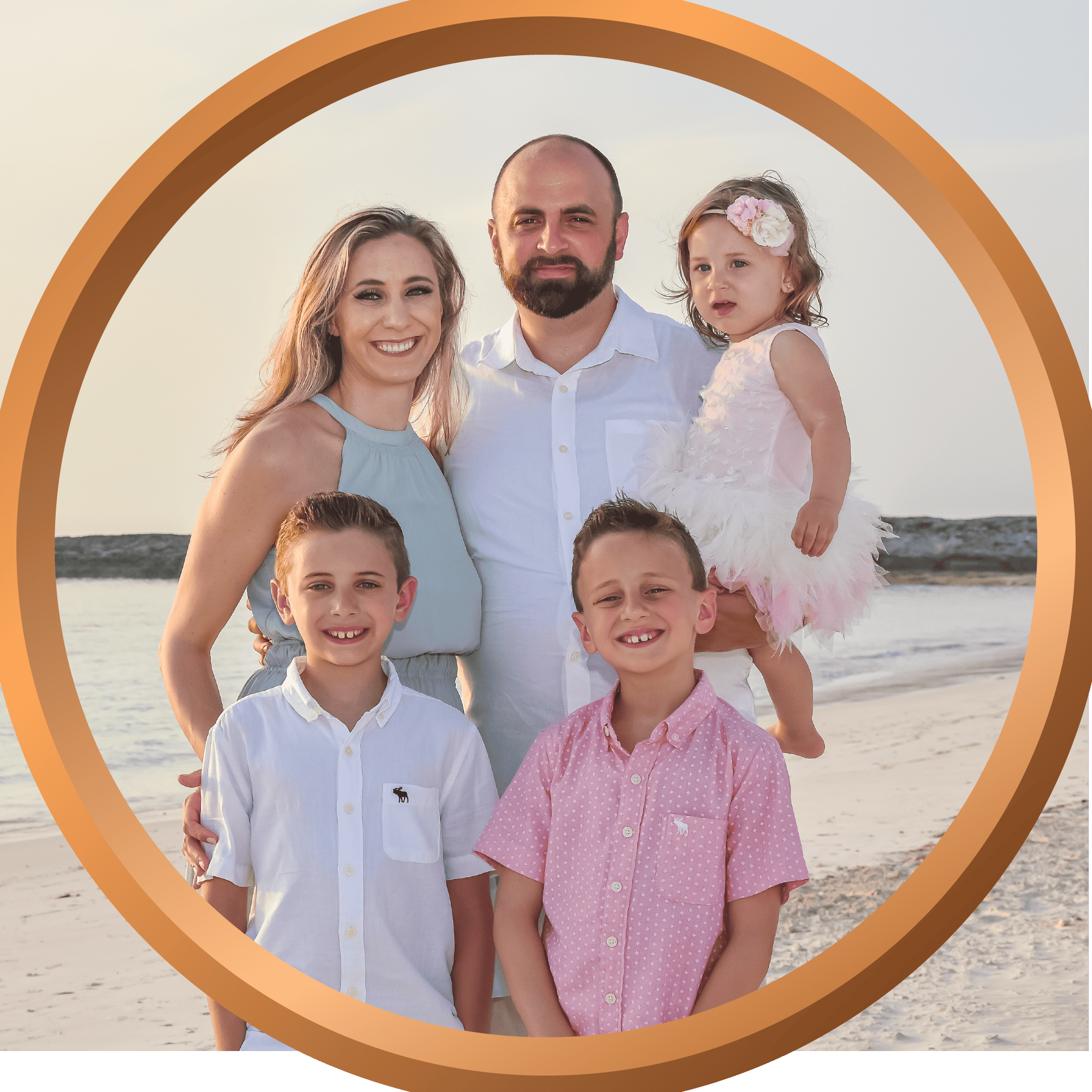 Family vacation on the beach with children, perfect for 407vacations, family getaway, beachside holiday, sunset family photos, vacation memories.