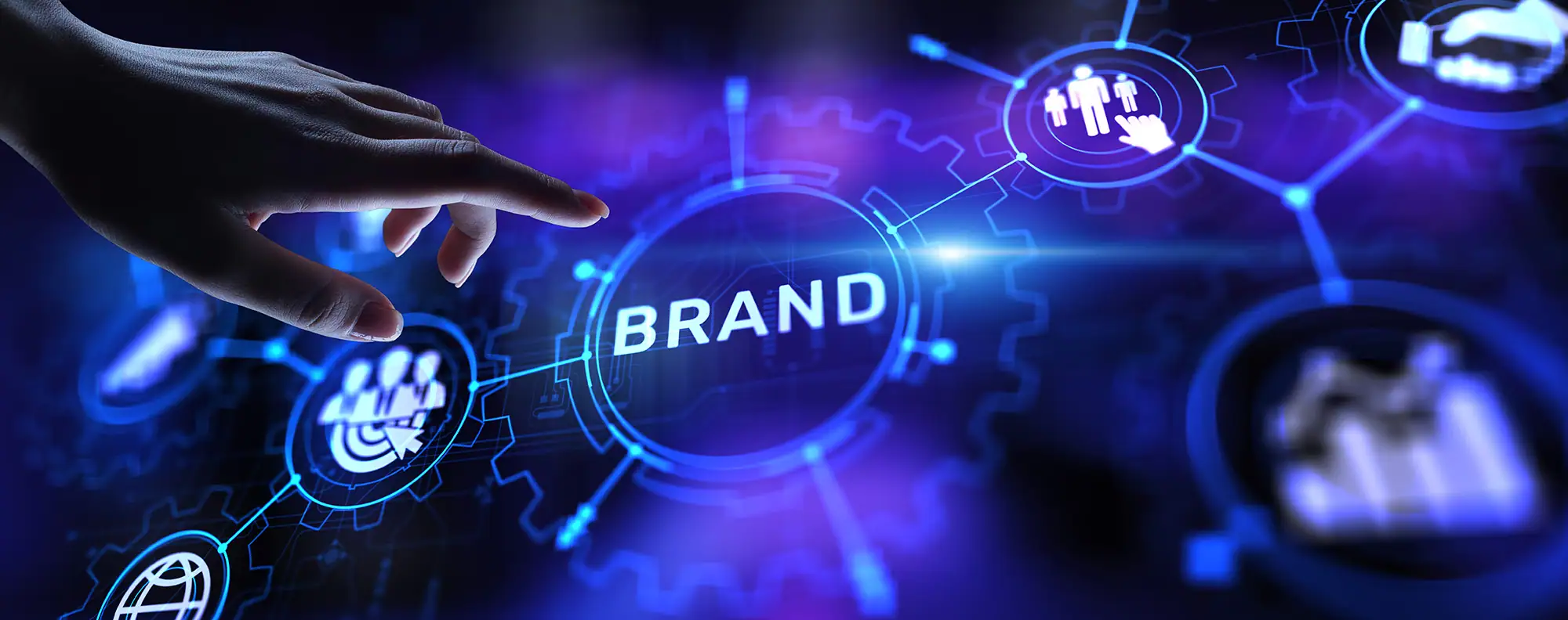 Brand words cloud on virtual screen