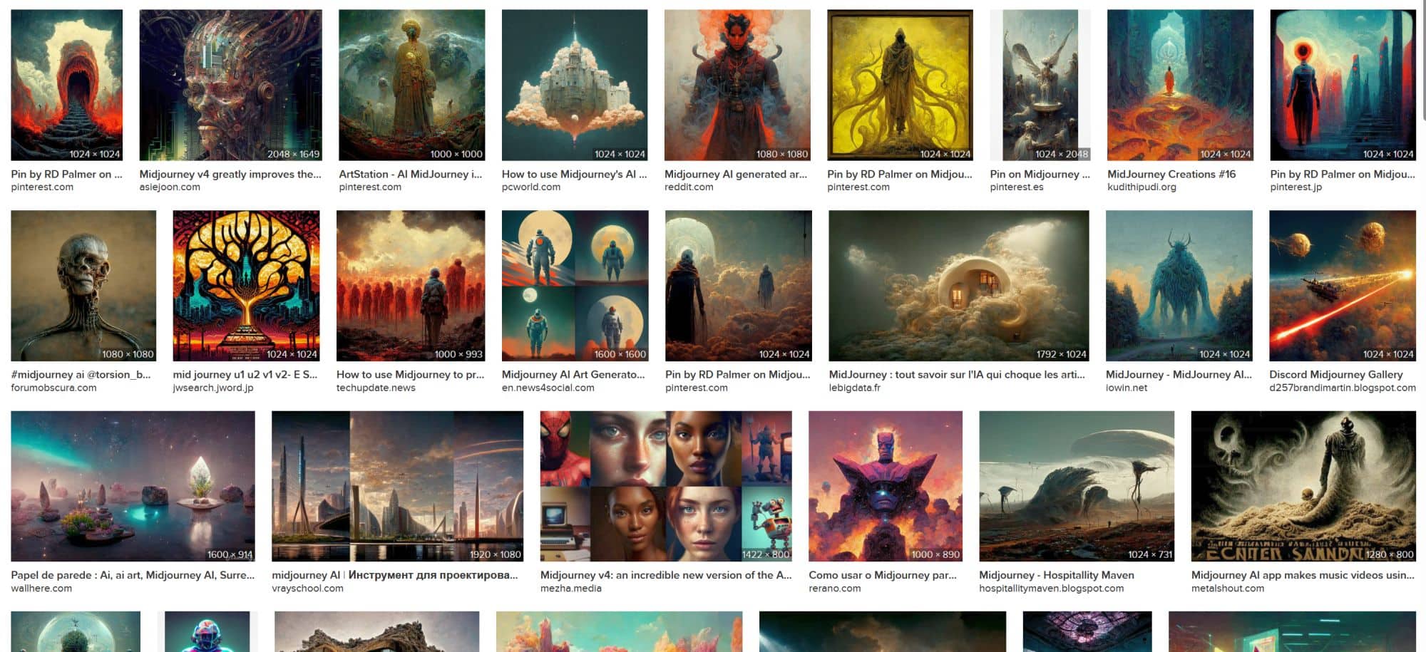 Viel Kitsch im Midjourney-Showcase (Screenshot)