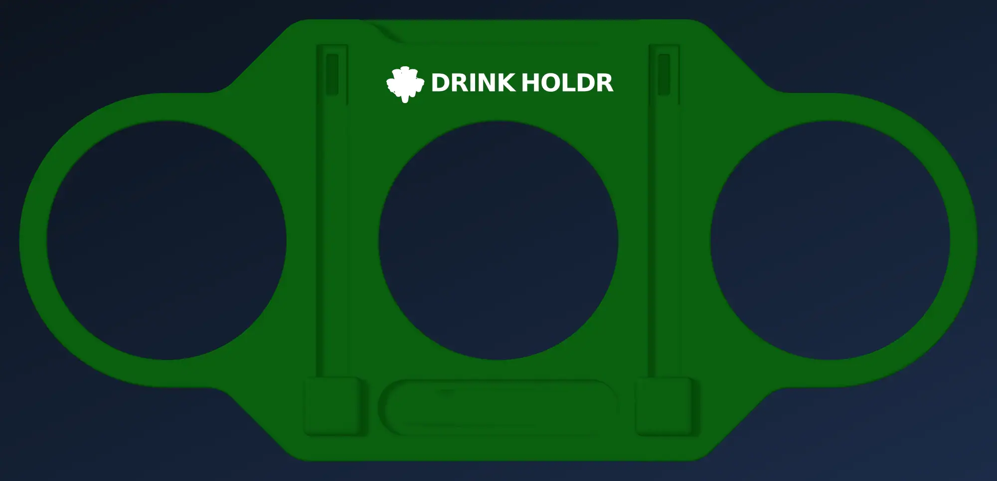 DrinkHoldr in de kleur Donkergroen met het DrinkHoldr-logo erop geprint