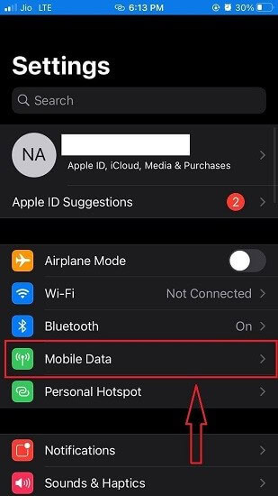 choose mobile data