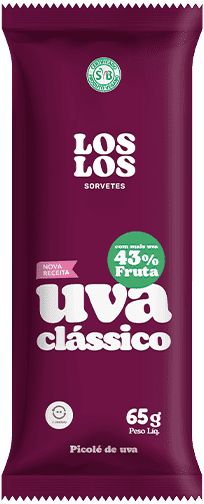 Los Los Sorvetes Uva Classico popsicle. Grape ice pop with 43% fruit.