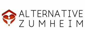 Logo von AlternativezumHeim - Ein rotes Herz mit einem Menschen in der Mitte und einem roten Dach über dem Herz