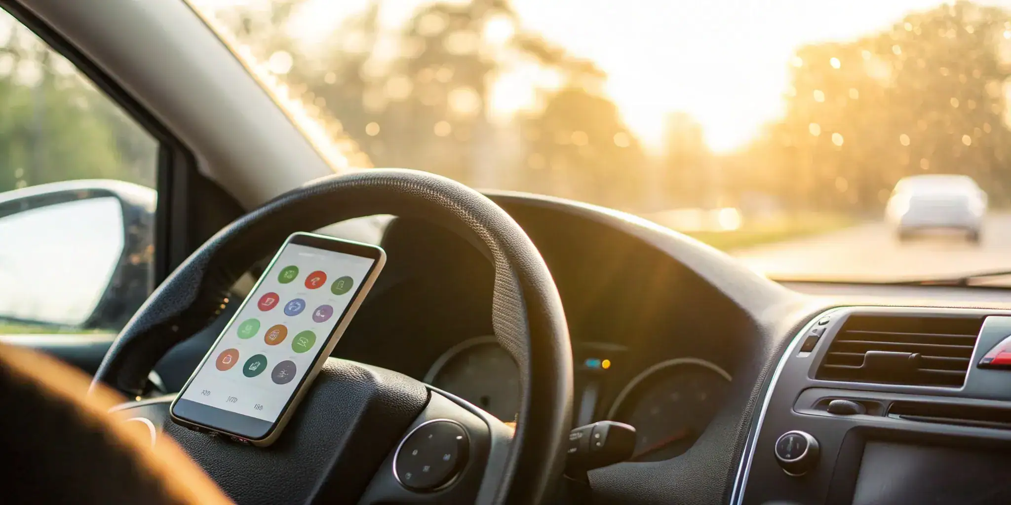 A digital vehicle inspection report on a smartphone screen inside a car.