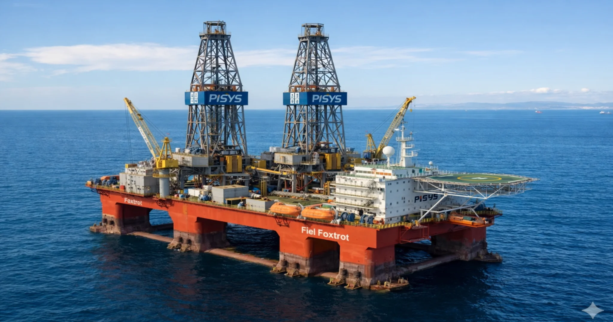 Double Derrick semi-submersible drilling vessel
