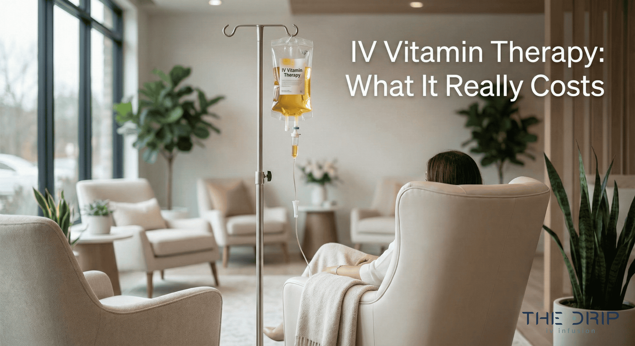 Person receiving IV vitamin therapy in a modern wellness clinic.