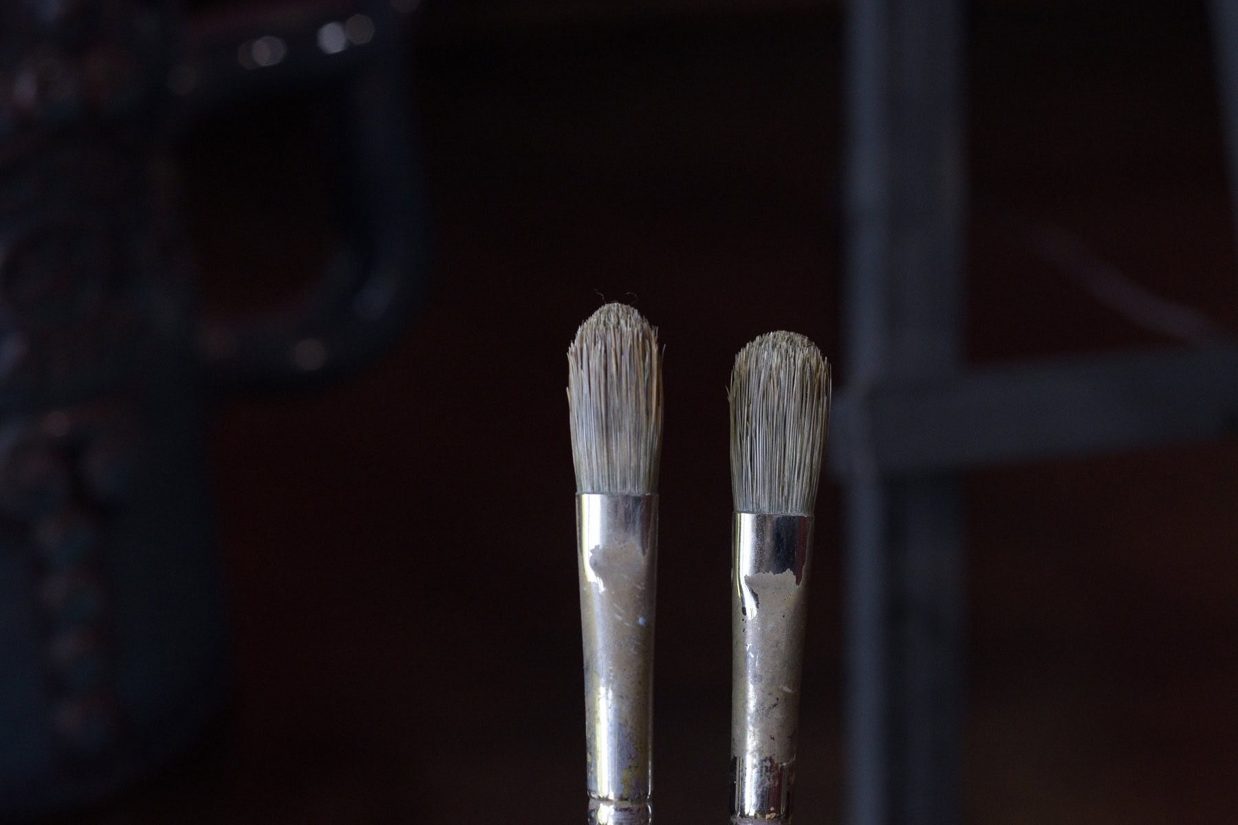 Comparison of two used Rosemary and Co long filbert brush tips