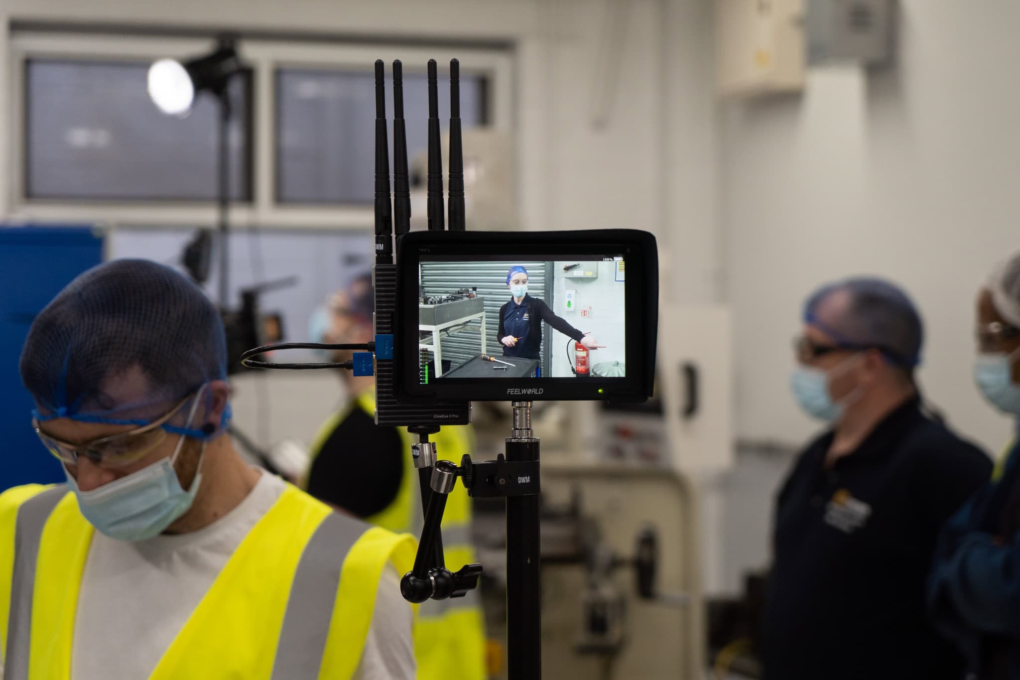 Safety Video 02 A behind the scenes photo of the Incite Video team filming a safety video
