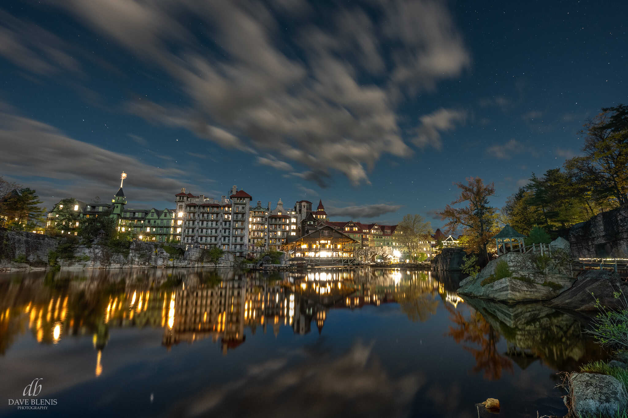 Mohonk Mountain House and Mohonk Lake at Night