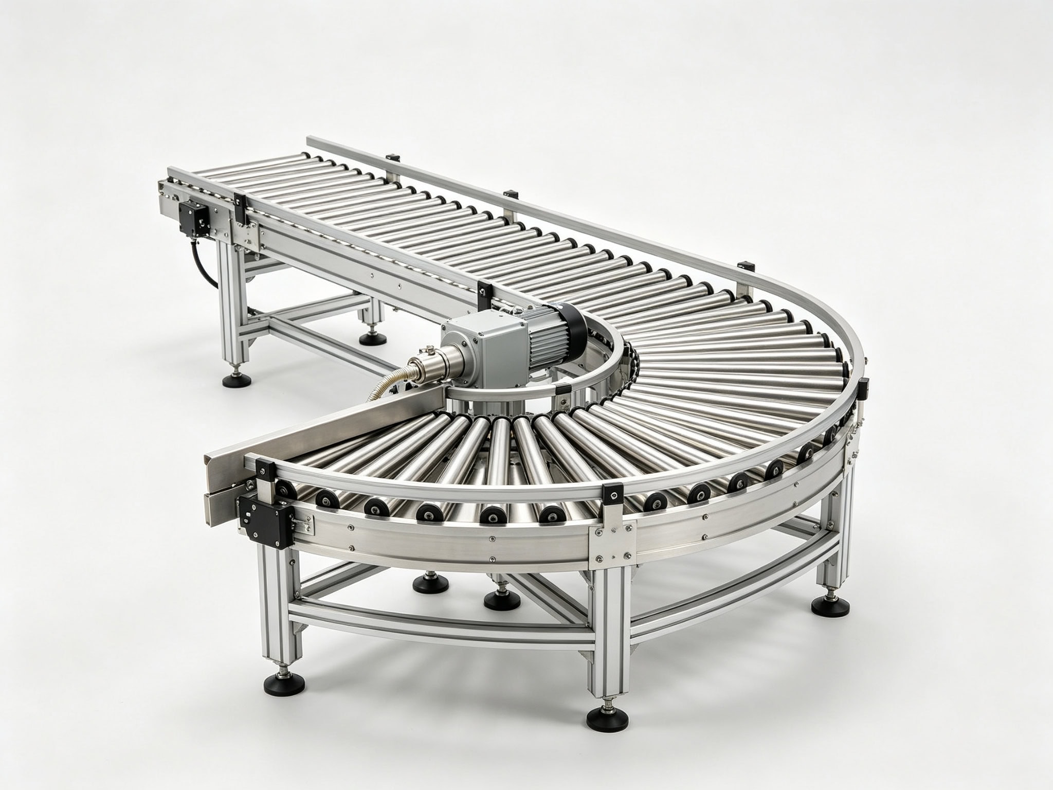 90 degree turning roller conveyor with curved section by SunAura Machinery