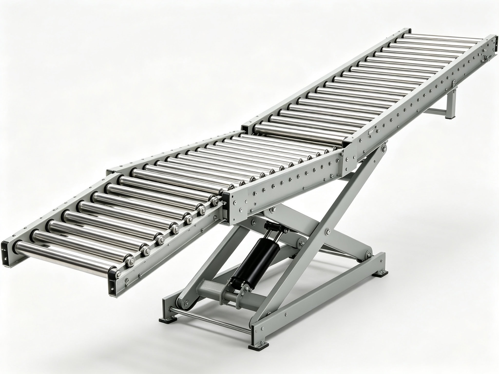 Telescopic gravity roller conveyor extended into a truck by SunAura Machinery