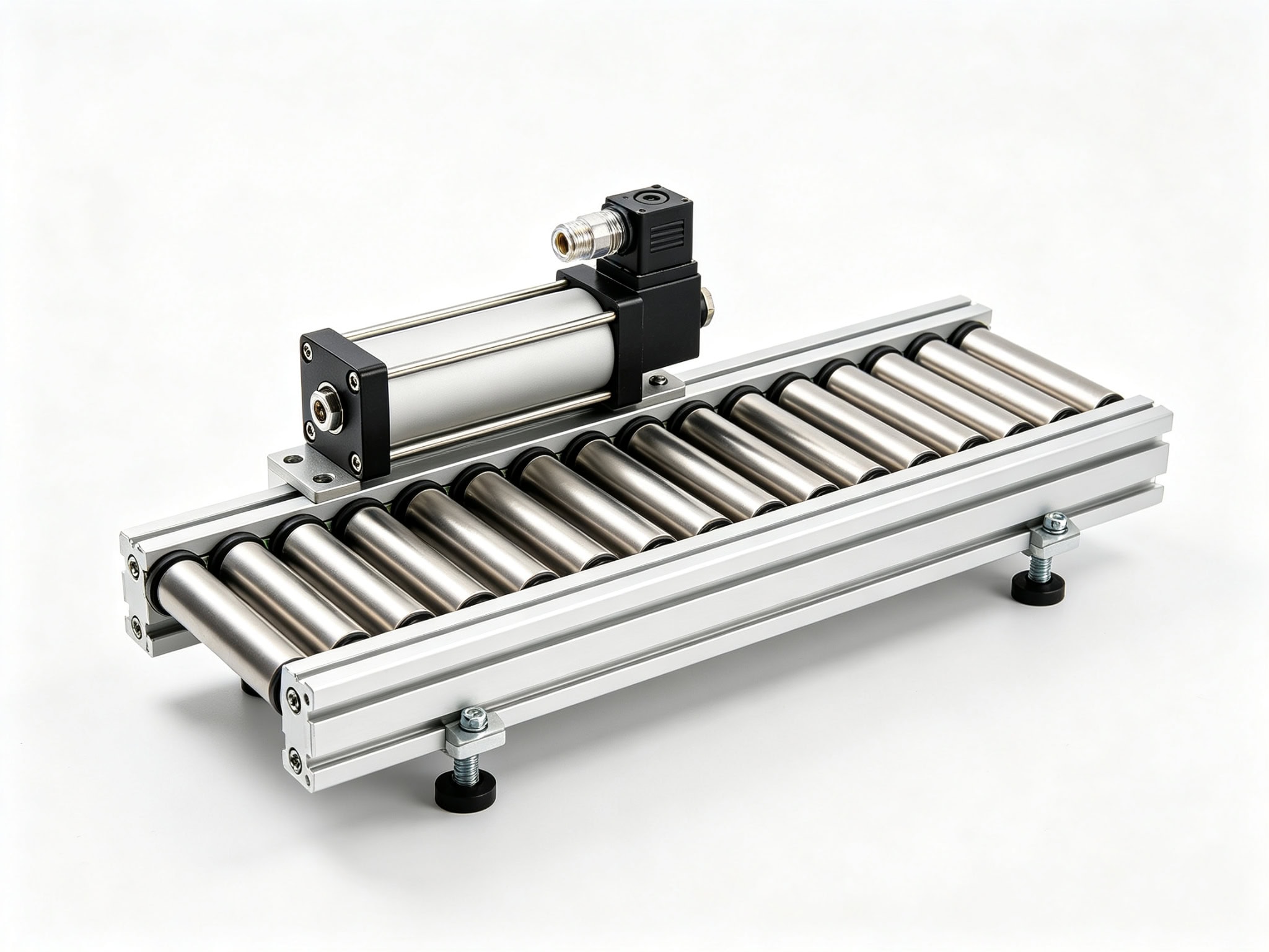 Pneumatic push roller conveyor with side diverting cylinder by SunAura Machinery