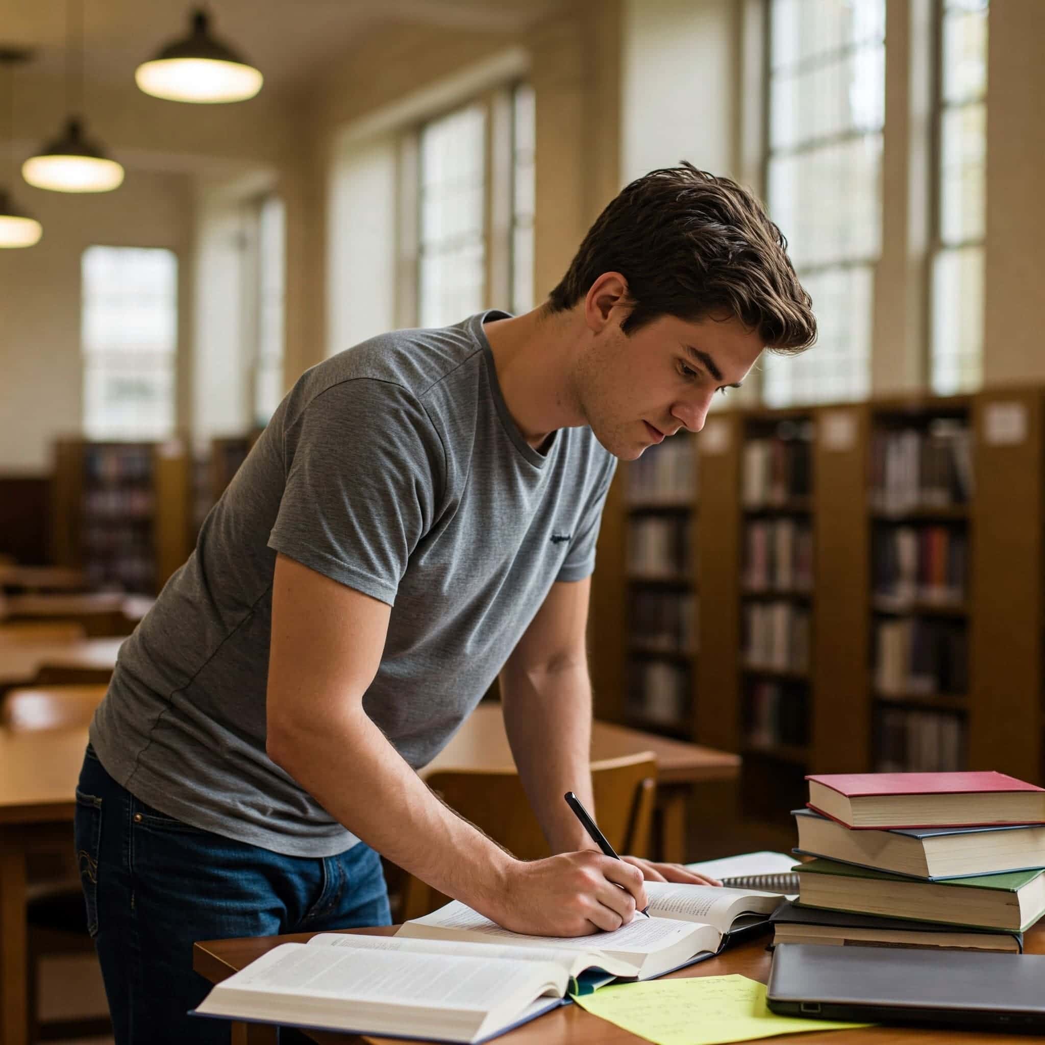Someone studying in a libary