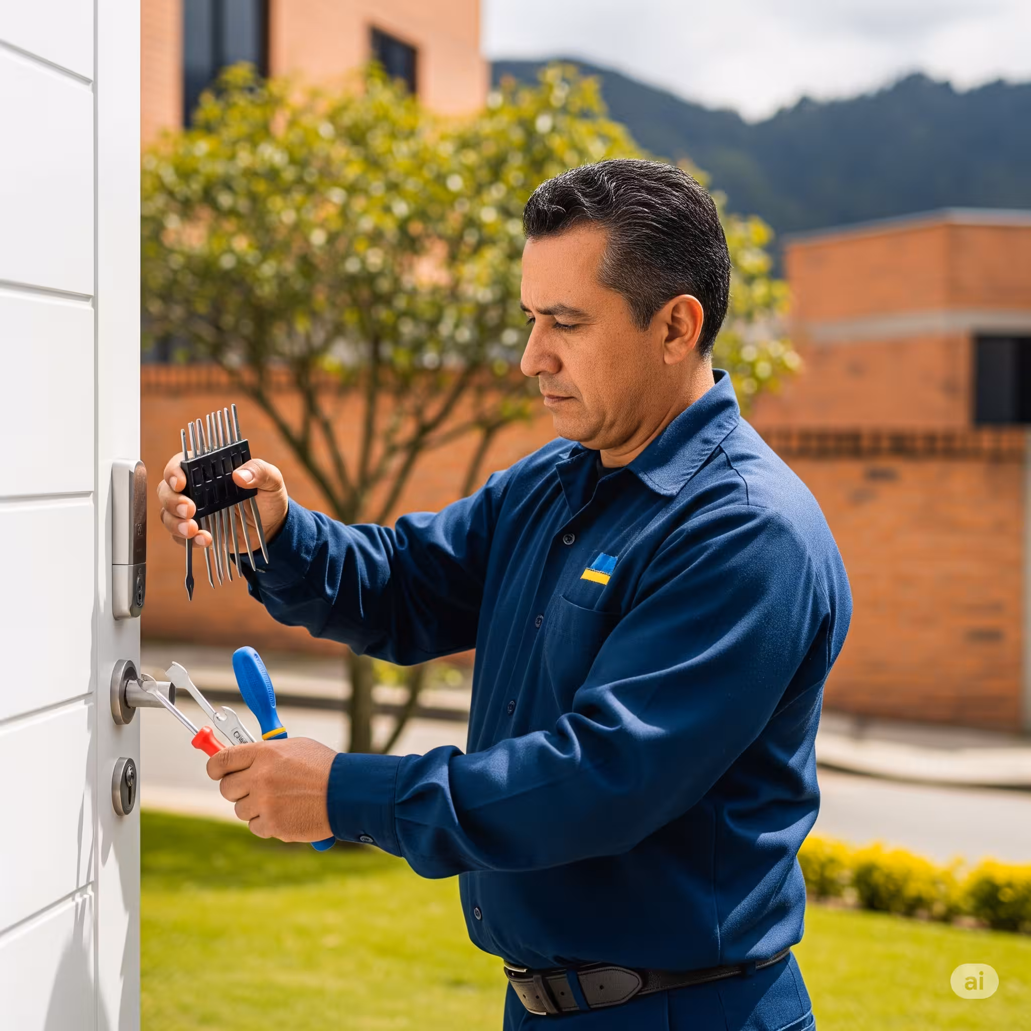 Servicios Profesionales de Cerrajeros en Bogotá 2 Cerrajero profesional abriendo una puerta sin dañar la cerradura – cerrajeros en Bogotá.