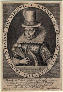 Pocahontas raffigurata in abiti europei
