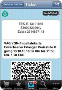 So sieht's aus, das Handyticket