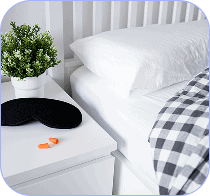 Bedside table with sleeping aids