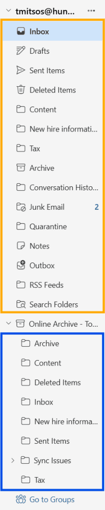 Outlook online archive mailbox