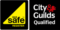 Gas safe register logo and the city and guilds qualified logo