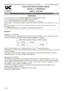 Examen resuelto EBAU Matematicas CCSS II 2020 - cantabria - convocatoria ordinaria