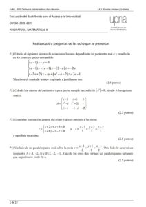 Examen resuelto EBAU Matematicas II 2021 - Navarra - convocatoria ordinaria